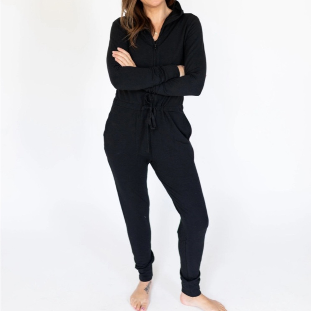 Smash + Tess Jilly Jogger Romper in Midnight Black